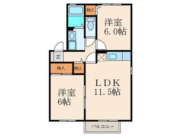 グロワ－ル長行　Ａの物件間取画像